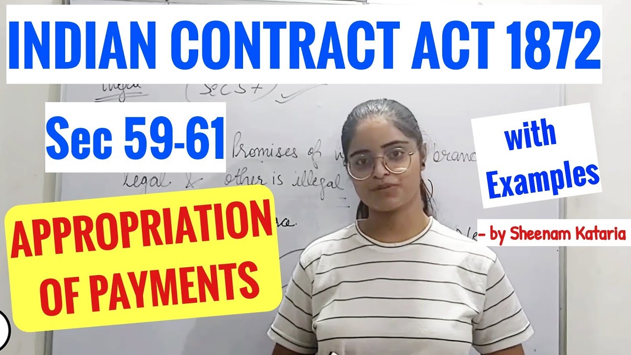 APPROPRIATION OF PAYMENTS | Sec 59-61 | Indian Contract Act, 1872 by Sheenam Kataria
