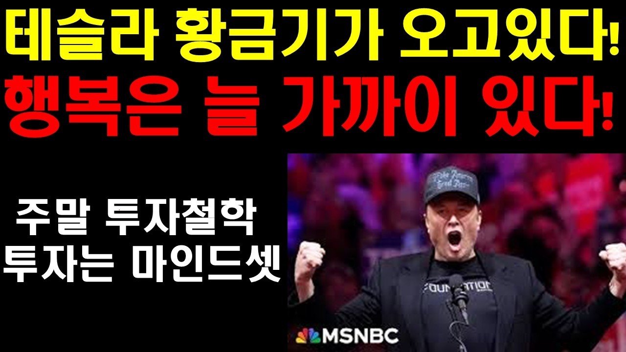 테슬라 황금기가 오고있다! 폭발적 주가상승이 온다! 머스크의 한계가 보이지 않는다! 조만간 엔비디아 팔란티어 구글 강한 랠리가 온다! 주말 투자 철학! 시장이 어려울때 이렇게