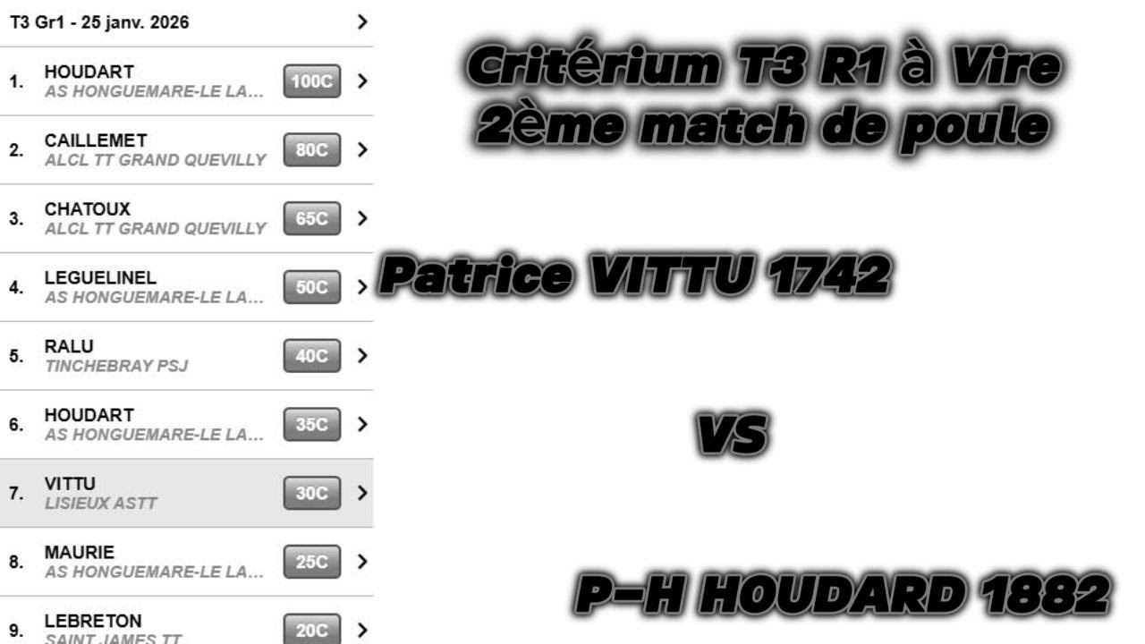 T3 critérium R1 à Vire - 1/4 de finale contre Pierre-Henri