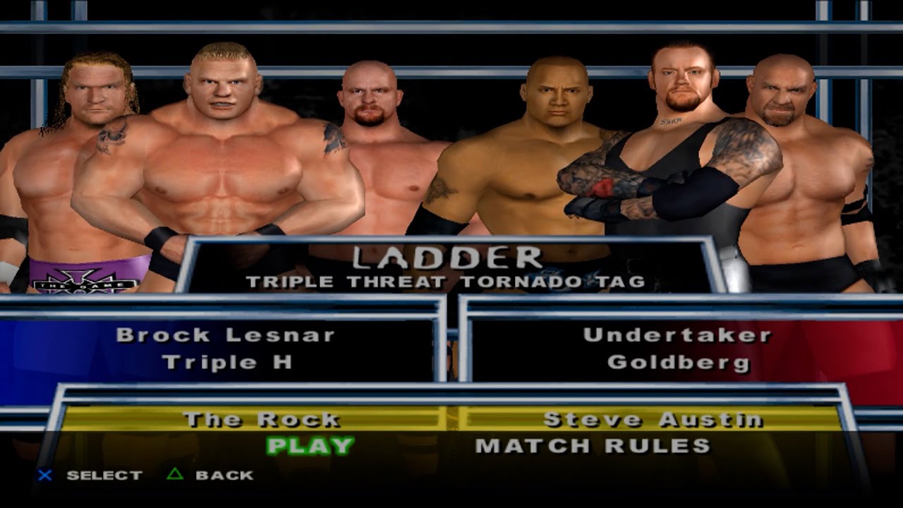 WWE SmackDown! HCTP - BrockLesnar,TripleH VS TheRock,SteveAustin VS Undertaker,Goldberg (LADDER)