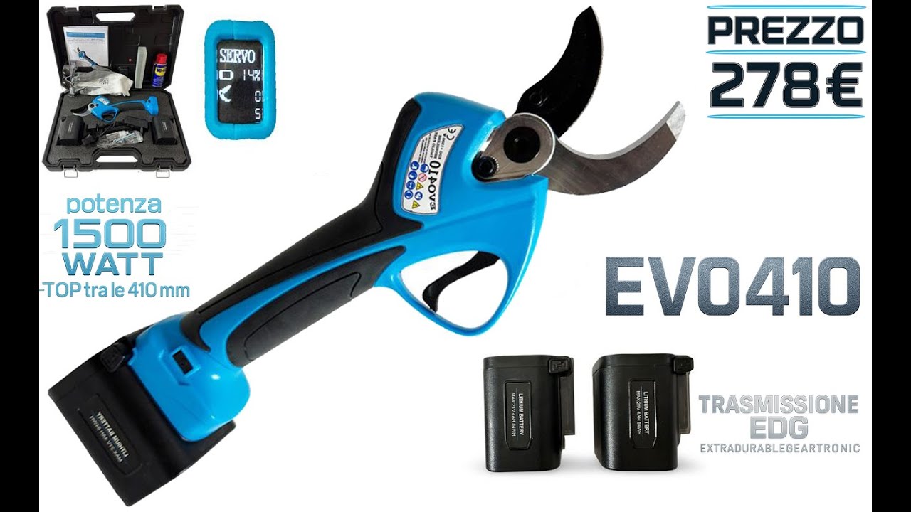EVO410 forbici a batteria da potatura recensione prova in campo. SPETTACOLARI! Ottima cesoia!