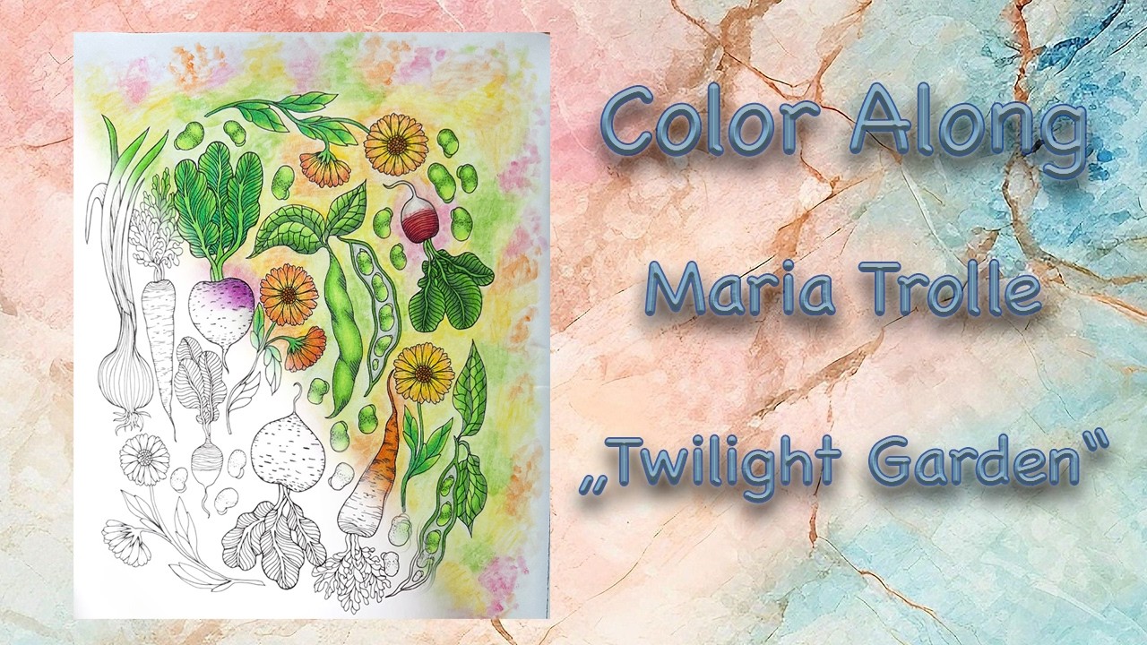 Coloralong - vegetables and a fun spring-like background | Adult Coloring