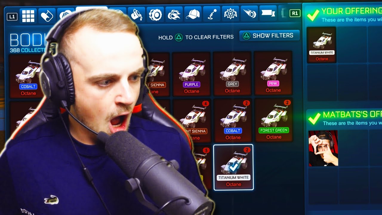 *OMG* Did he CHEAT his way to a TITANIUM WHITE OCTANE? | BLIND TRADING WITH FANS IN ROCKET LEAGUE!