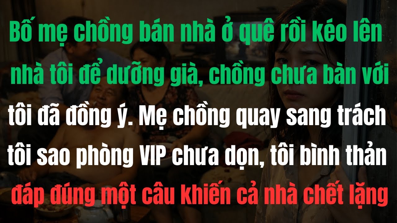 Bố mẹ chồng bán căn nhà ở quê rồi lên nhà tôi để dưỡng già, chồng tôi lập tức đồng ý. Mẹ chồng...