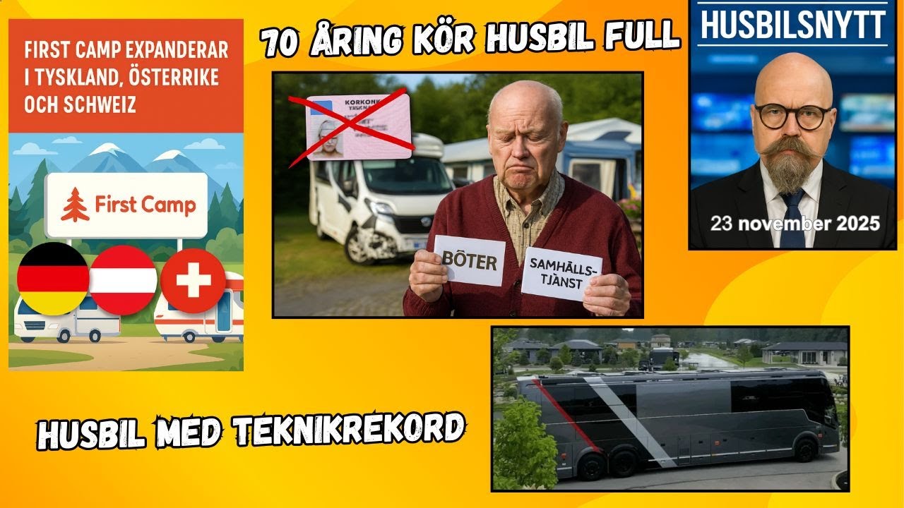 Husbilsnytt: 70&aring;ring k&ouml;rde husbil onykter - First Camp tar &ouml;ver stora europeiska campingar, med mera