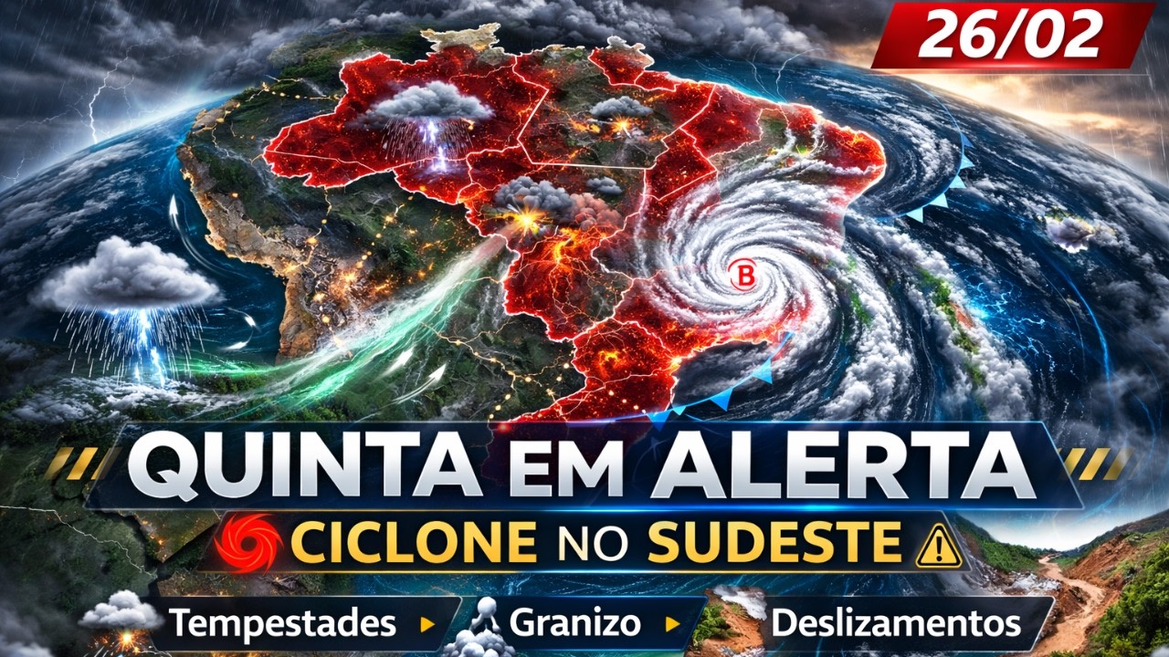 🚨Quinta de instabilidade máxima: ciclone e temporais no Brasil