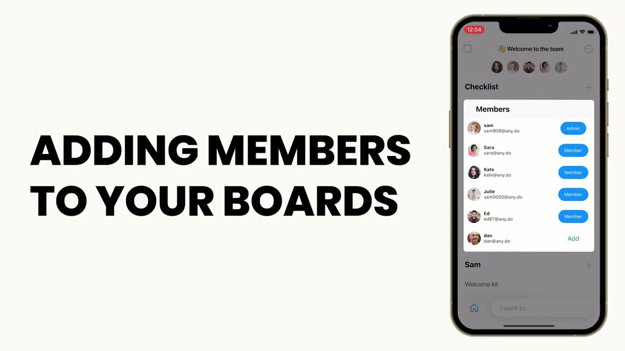 Add board members | iPhone & iPad | Any.do Workspace