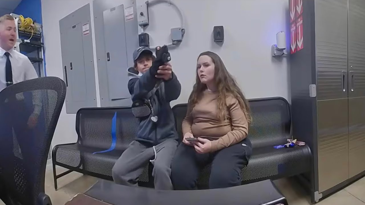 Intense Walmart Police Bodycam: Suspect Pulls Gun in Loss Prevention Office on police officer 