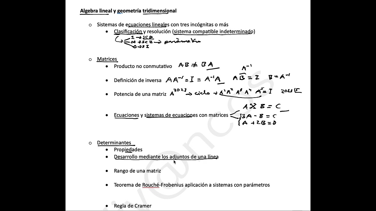 Resumen de álgebra lineal y geometría