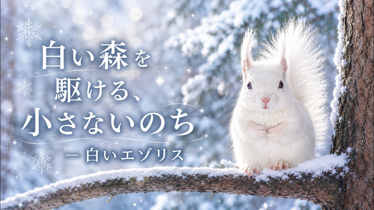 白い森を駆ける、小さないのち ― 白いエゾリス