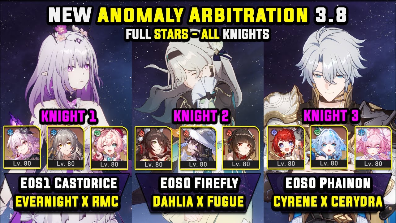 E0 Castorice & E0 Firefly W/ Dahlia & E0 Phainon (3 Stars) Anomaly Arbitration Honkai Star Rail 3.8