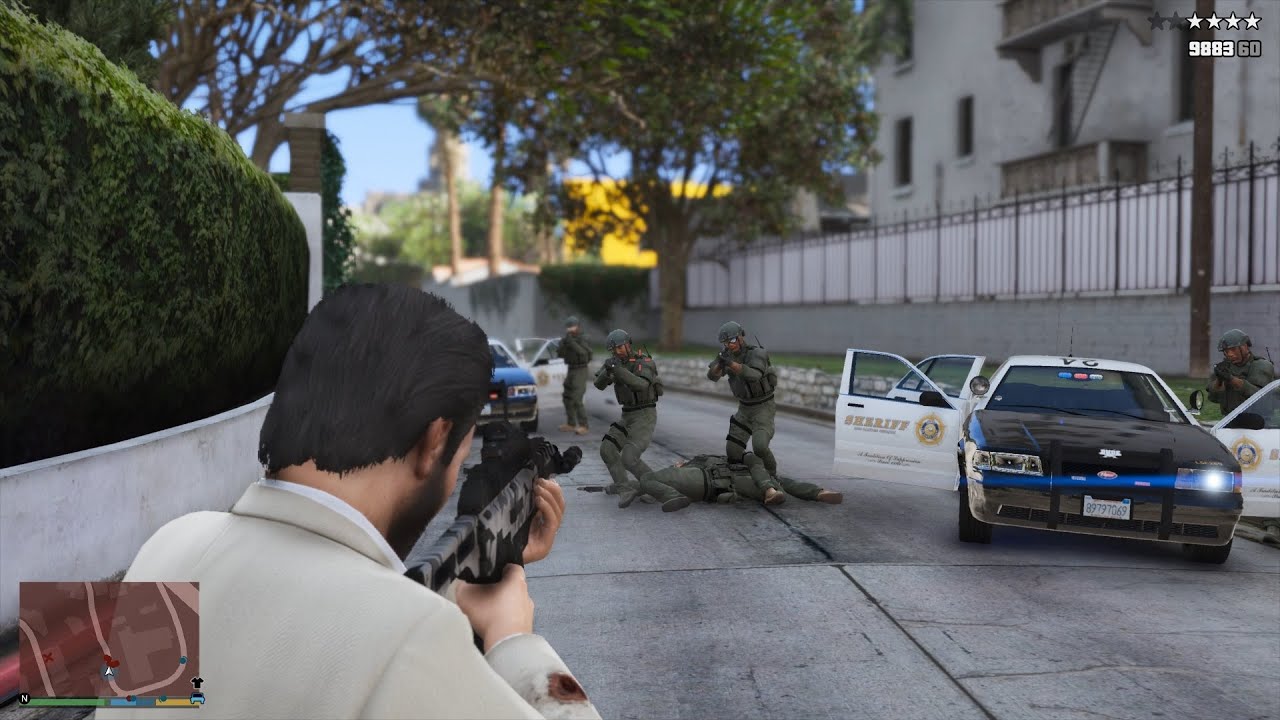GTA V Los Santos County Sheriff's Department Shootout + 10 Star Cop Chase Escape [R.D.E. 4.1.2]