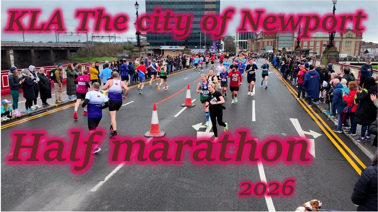 KLA City of Newport half marathon, 2026, Runners on Newport bridge & Bois Y Bryn singing