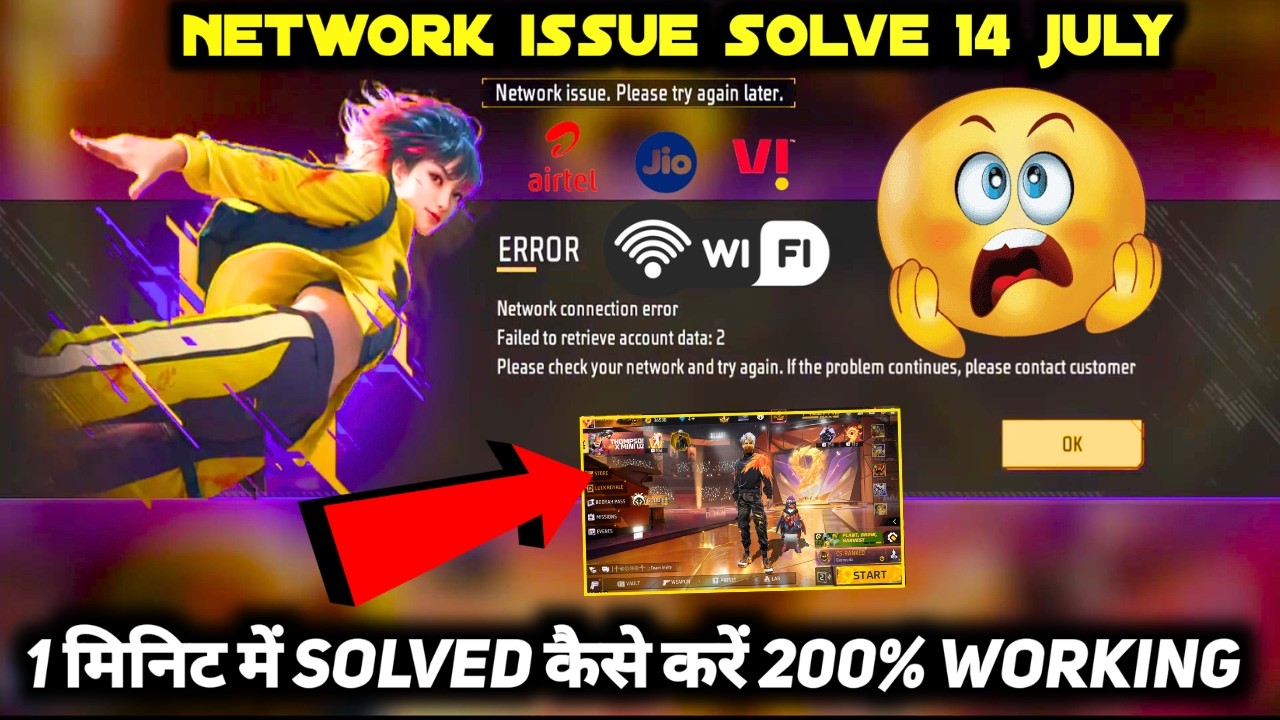 HOW TO SOLVE ERROR NETWORK CONNECTION ERROR FAILED TO RETRIEVE ACCOUNT DATE 2 IN FREE FIRE 3 PROBLEM