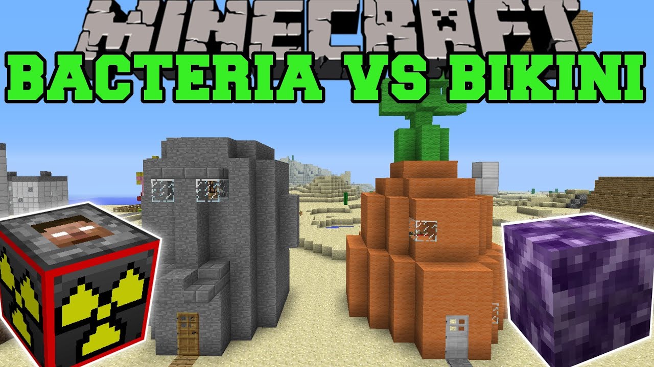 BACTERIA & EXPLOSIVES+ MODS VS BIKINI BOTTOM - Minecraft Mods Vs Maps (Explosives & Viruses)