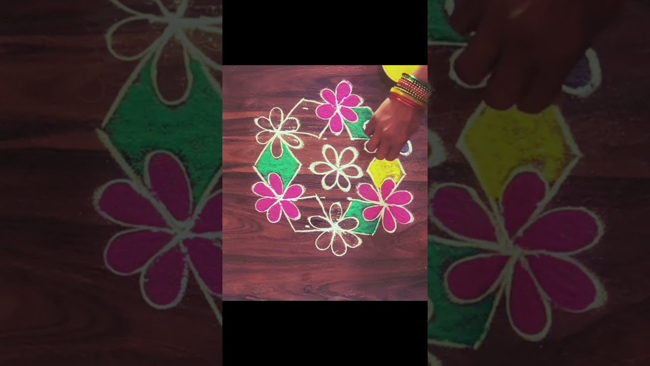 5*3dots floraldesign 🪴🪴# daily rongoli designs #viral rongoli designs 🦋🦋