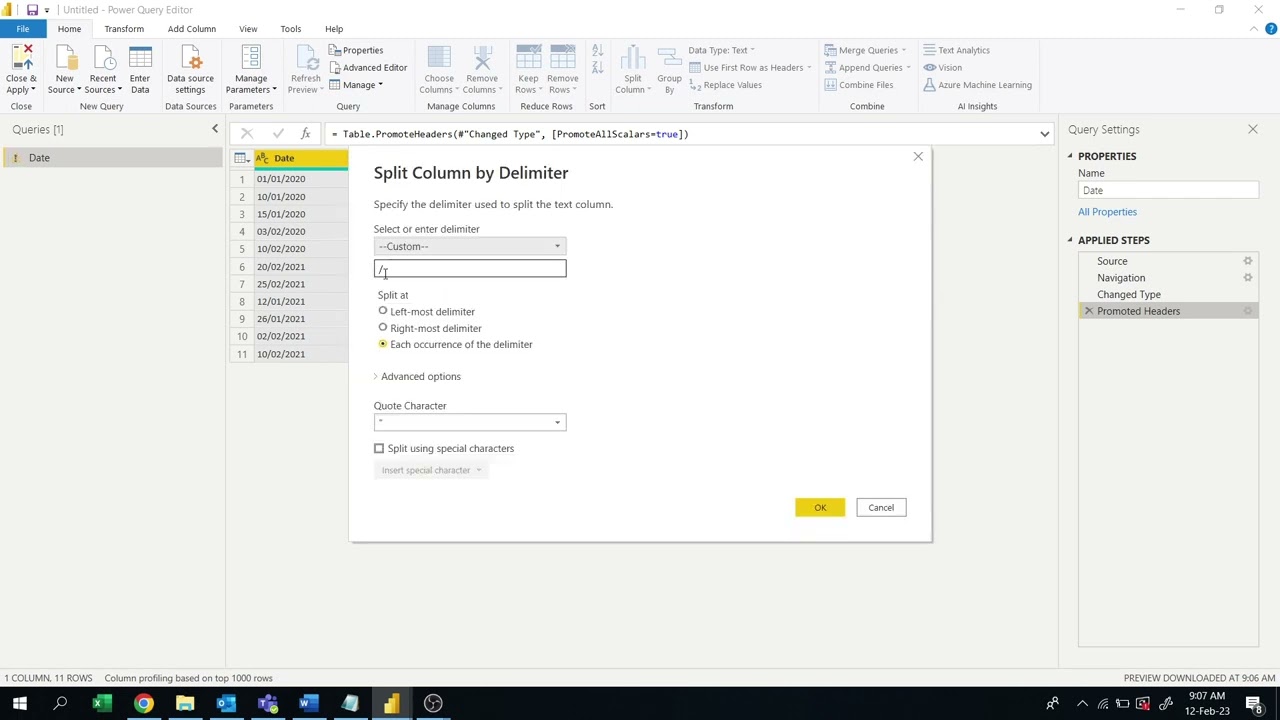 Fix Date error in Power Query Table in Power BI