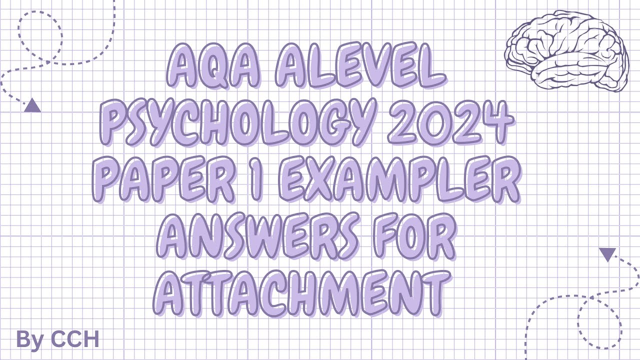 AQA ALEVEL PSYCHOLOGY - Past Papers: 2024 Paper 1 Exampler Answers For Attachment