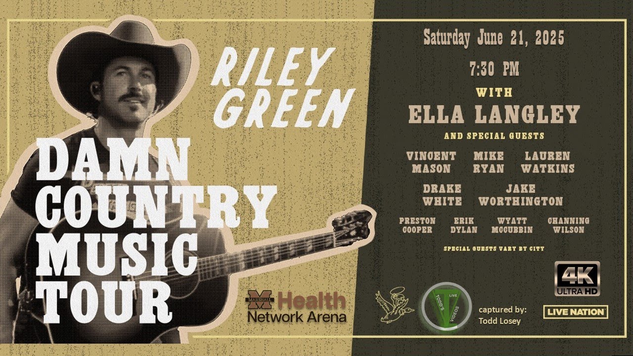 Riley Green - 1st Half of Show - (4K 60fps) - Huntington, WV - Marshall Network Health Arena