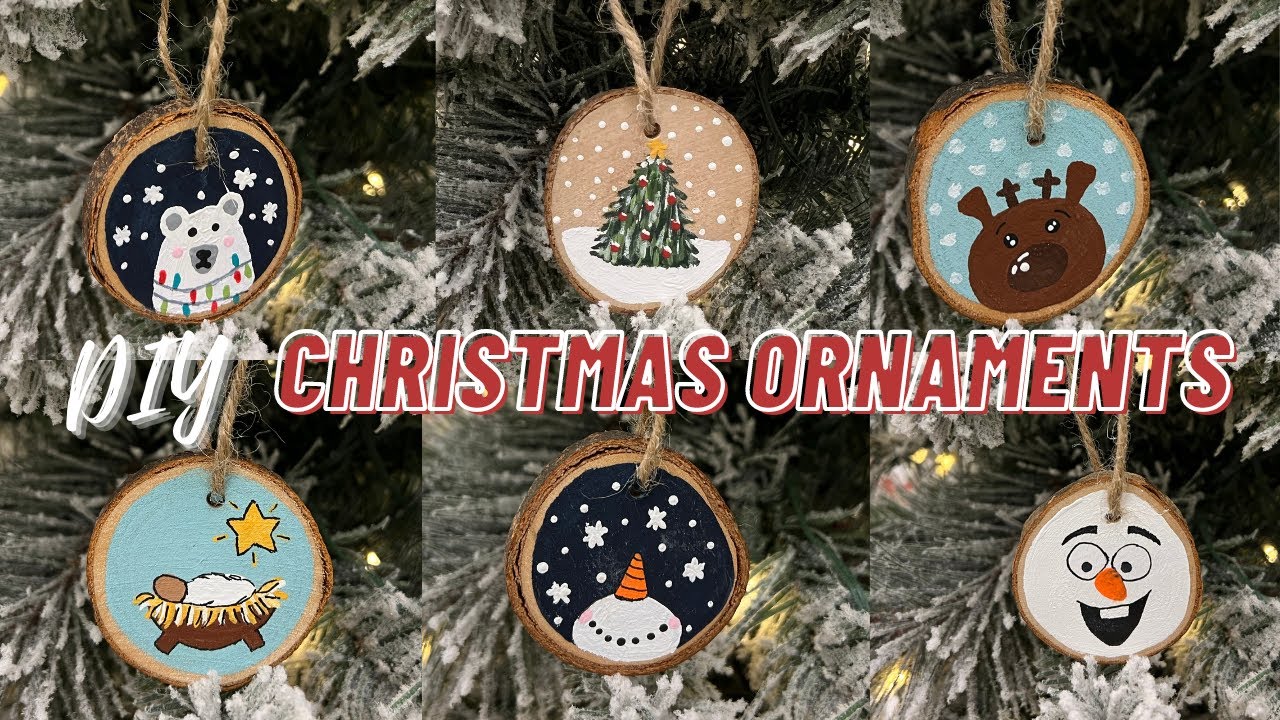 DIY Painted Wood Slice Christmas Ornaments