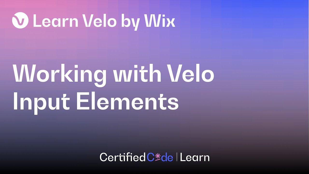 Getting Started with Velo Input Elements | Velo by Wix | English (CC)