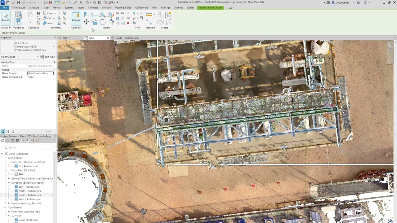 Georeferenzierte Punktwolken mit Qbitec ins Revit bringen