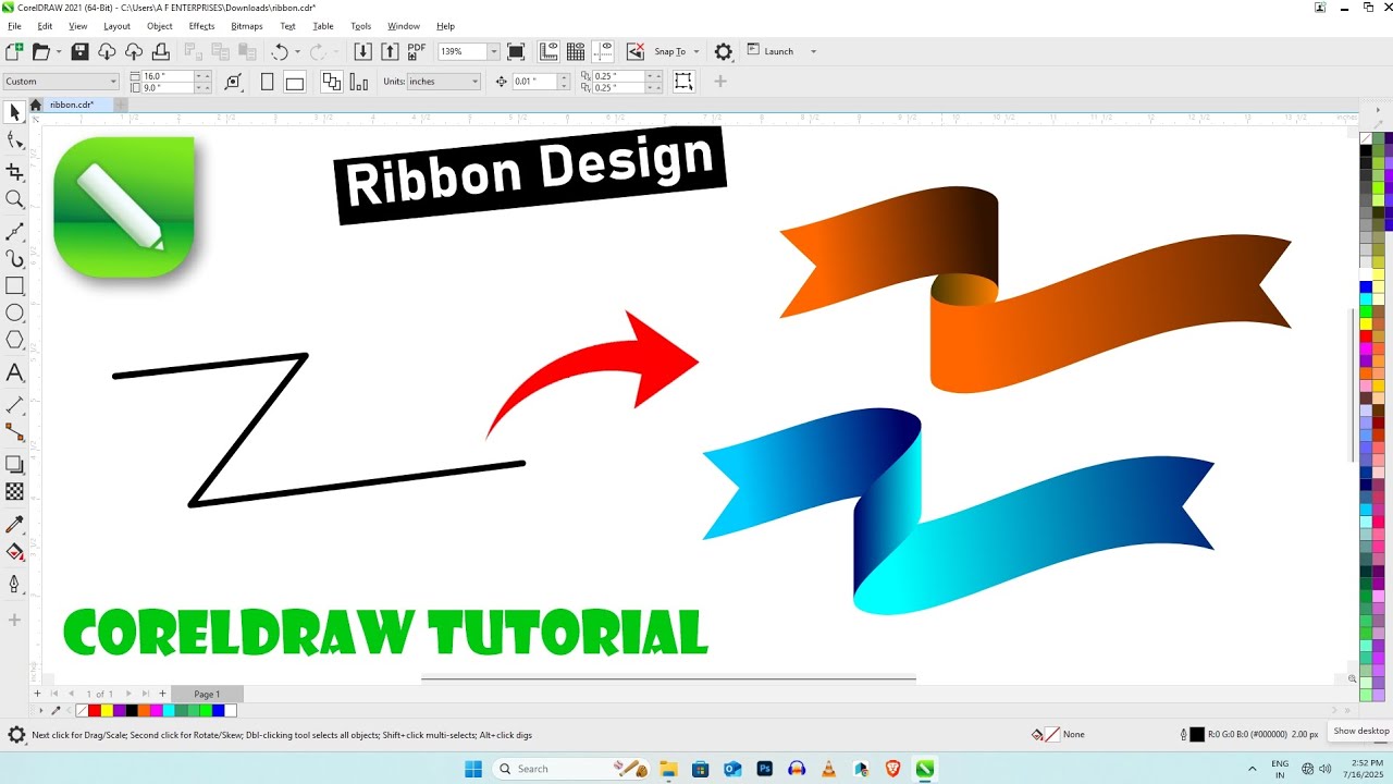 Coreldraw Tutorial - Best 3D Ribbon Design ideas