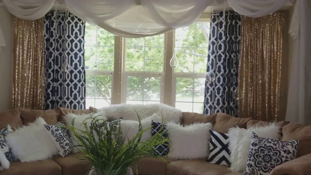 Update living room...decorating gold and blue:)  sequins and glam