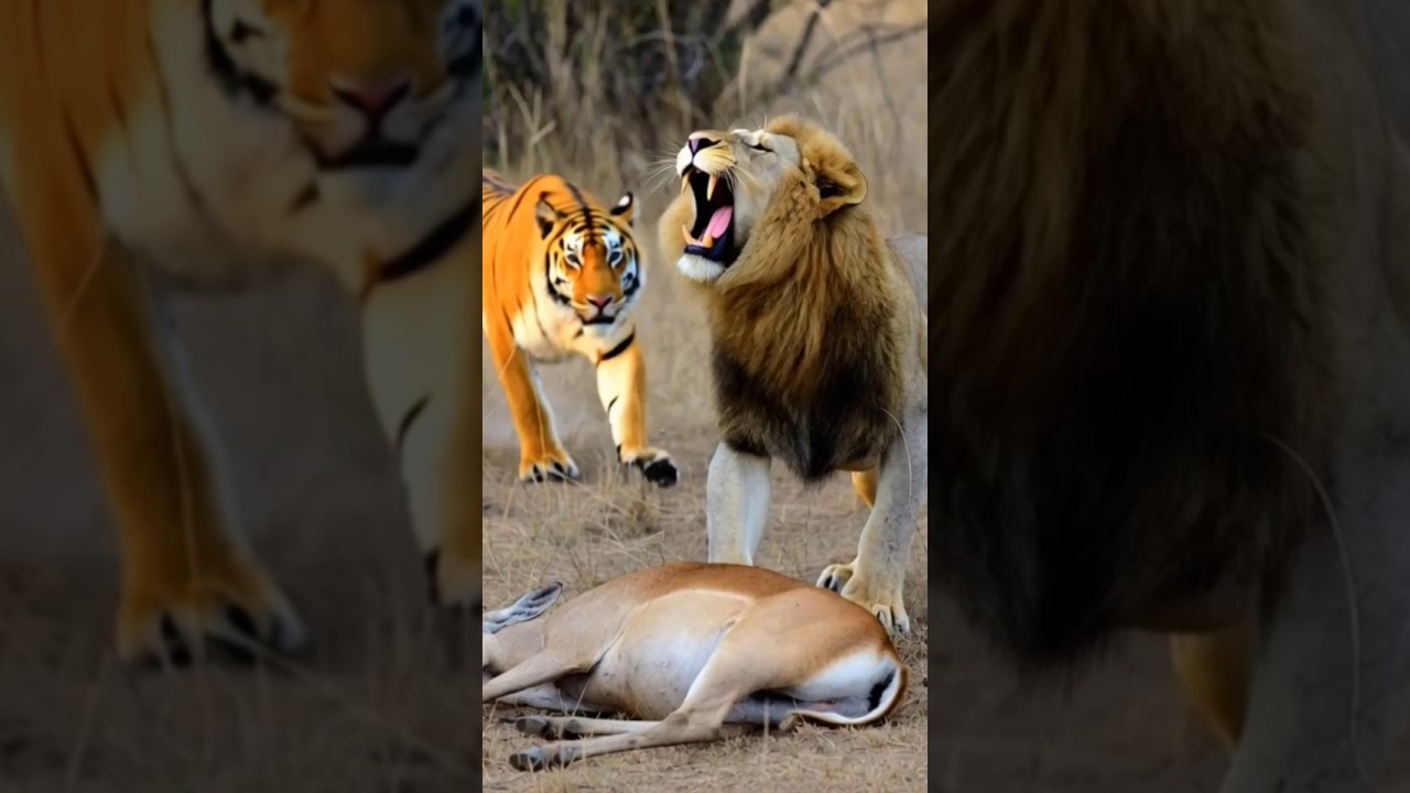 Lion vs Tiger: Ultimate Predator Showdown 🦁🔥🐅 #lionvstiger #wildlife #shorts #apexpredator