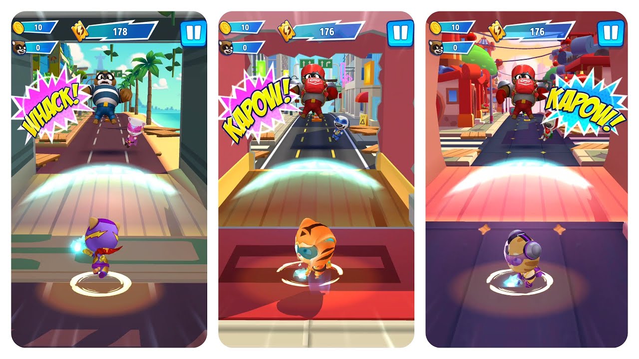 Talking Tom Hero Dash Game Score Madness Tiger Ginger vs Mighty Ginger vs Rockstar Ginger