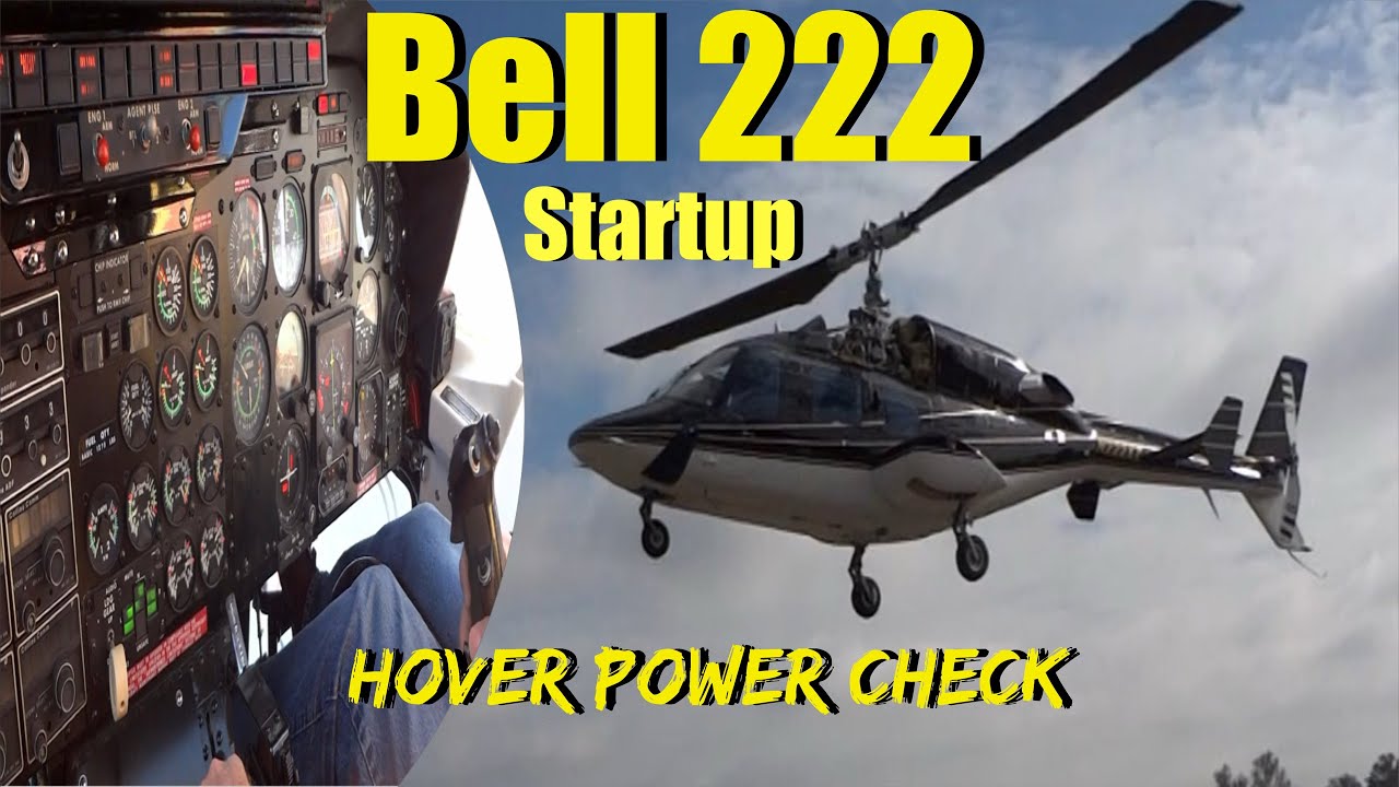 Bell 222 Helicopter Startup Taxi and Hover