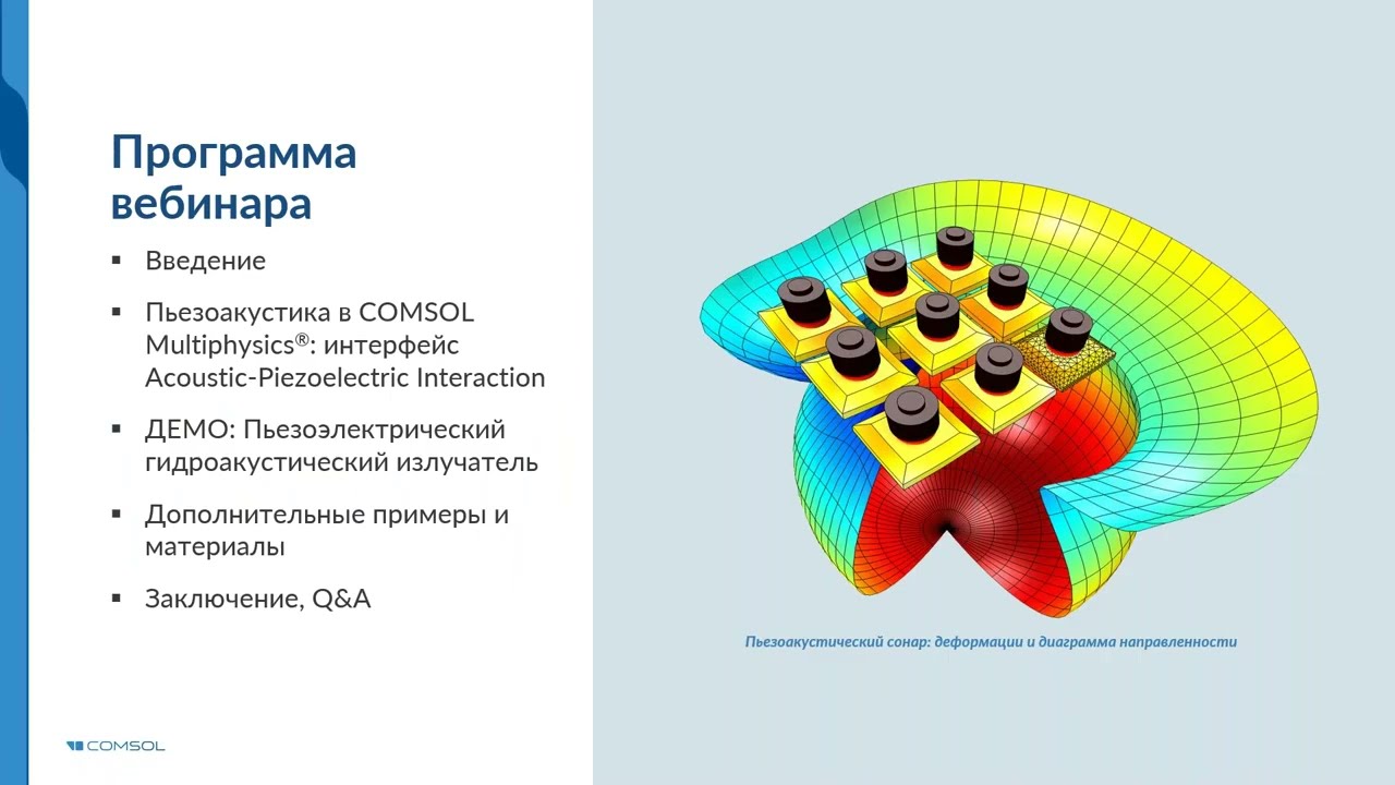 Моделирование пьезоакустических устройств в COMSOL Multiphysics®