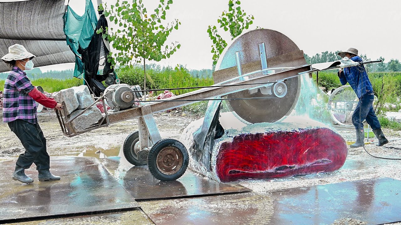 Genius Way They Cut Volcanic Glass into Giant Slices
