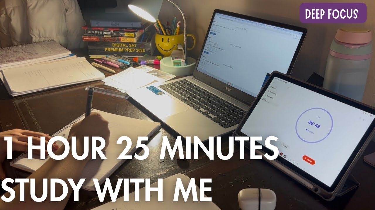 1 hour 25 minutes Deep Focus study with me | No breaks, No music | motivation for college students