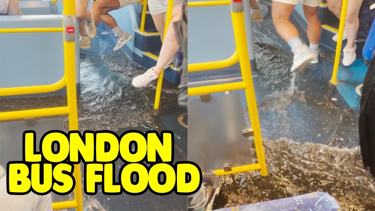 Extreme Weather Causes Flood On London Bus