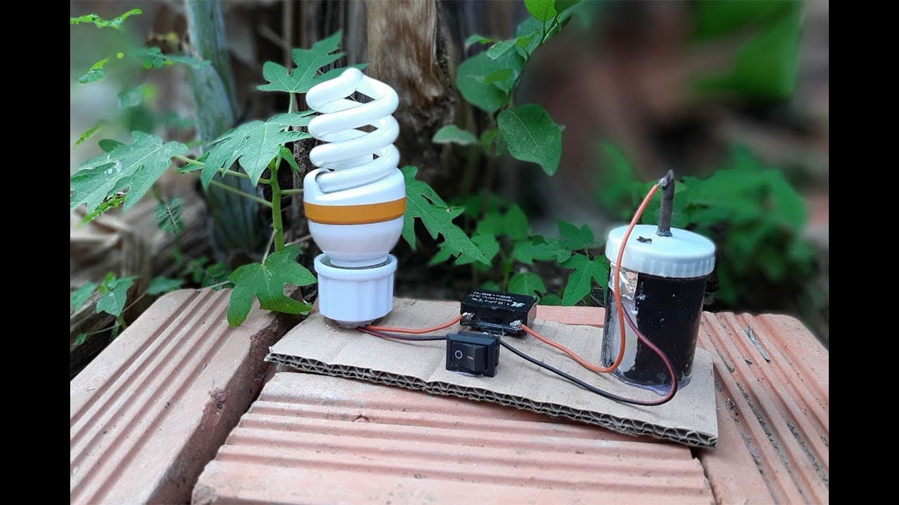 Free energy using charcoal powder and salt with 12v light bulb - Experiment at home