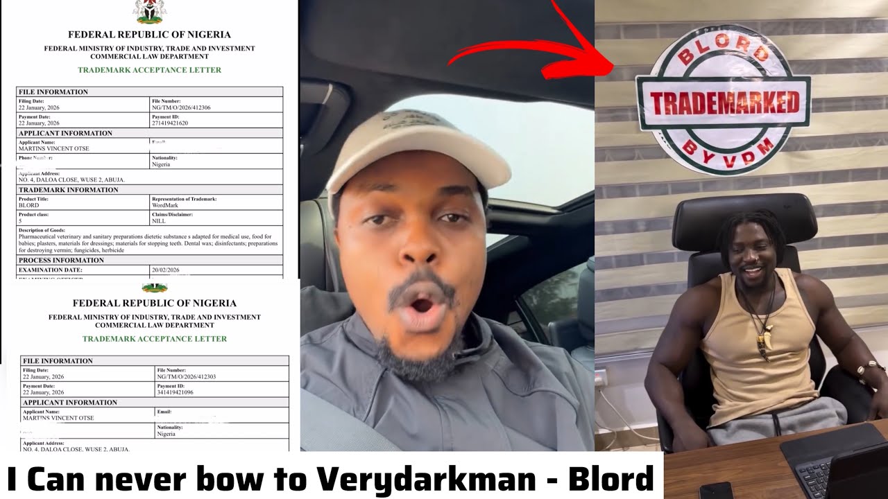 Blord Refuse to Bow in Shame to Verydarkman after he Trademarked his Brands & Portable and JuJu