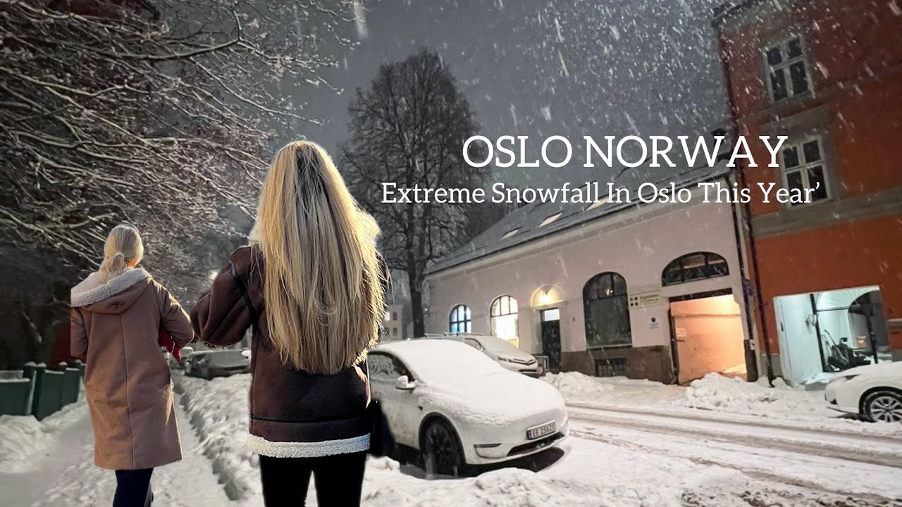OSLO NORWAY, Extreme snowfall in Oslo🇳🇴 Virtual Walking Tour`4K/60ftp