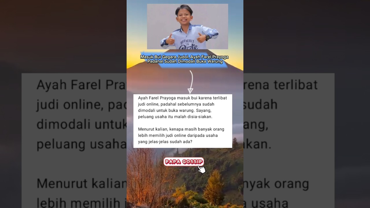 Masuk Bui Gegara Judol, Ayah Farel Prayoga Padahal Sudah Dimodali Buka Warung