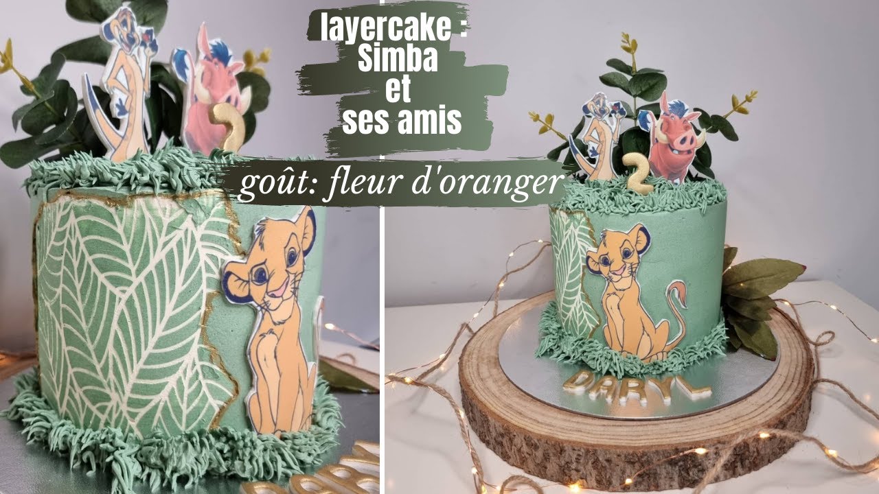 Layer cake au bon goût de la fleur d'oranger sur le thème de Simba