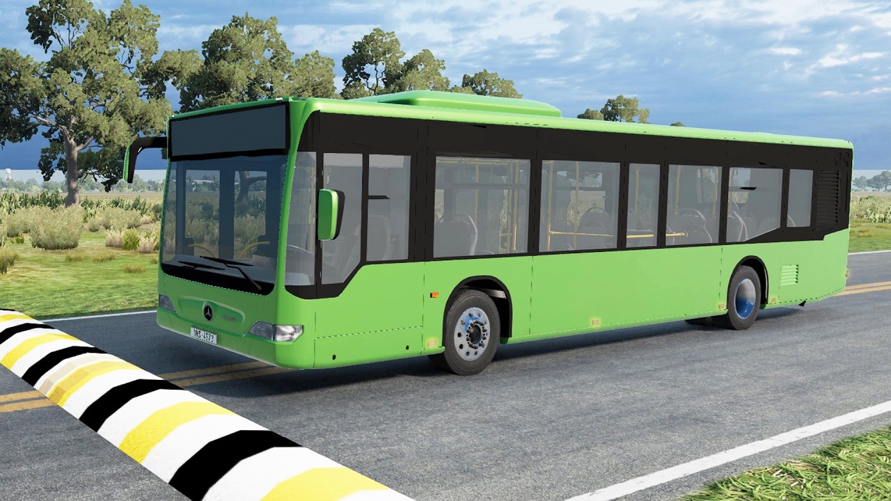 SCHOOL BUS, LONG BUS, CITY BUS Vs MASSIVE SPEED BUMPS - BeamNG.Drive