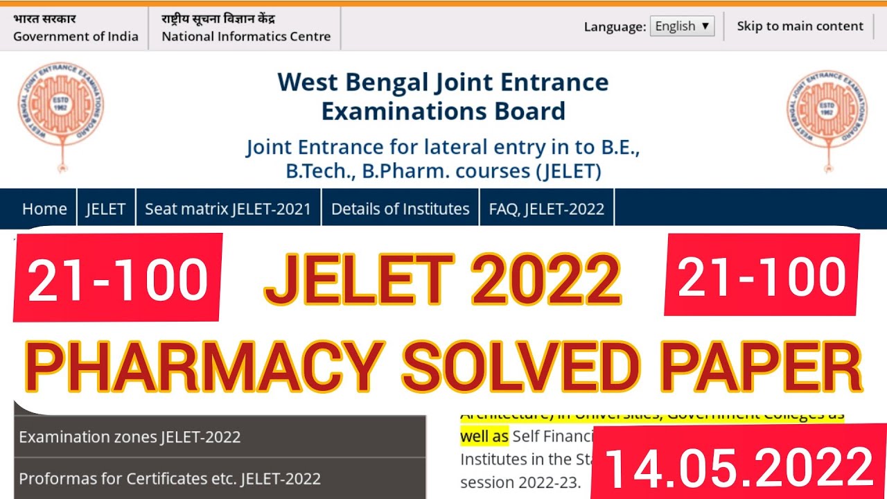 JELET 2022 PHARMACY SOLVED 21-100