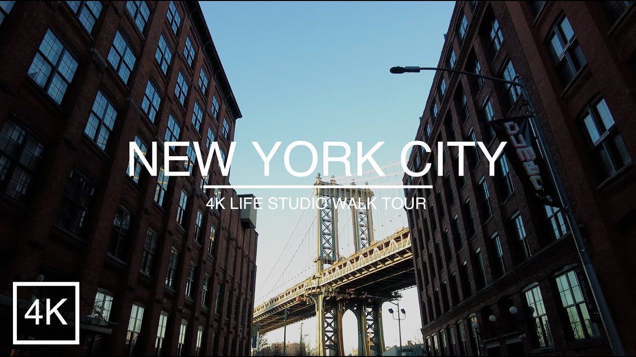 4K Walking Tour | New York City Brooklyn Dumbo Walk Tour Manhattan Bridge and Brooklyn Bridge