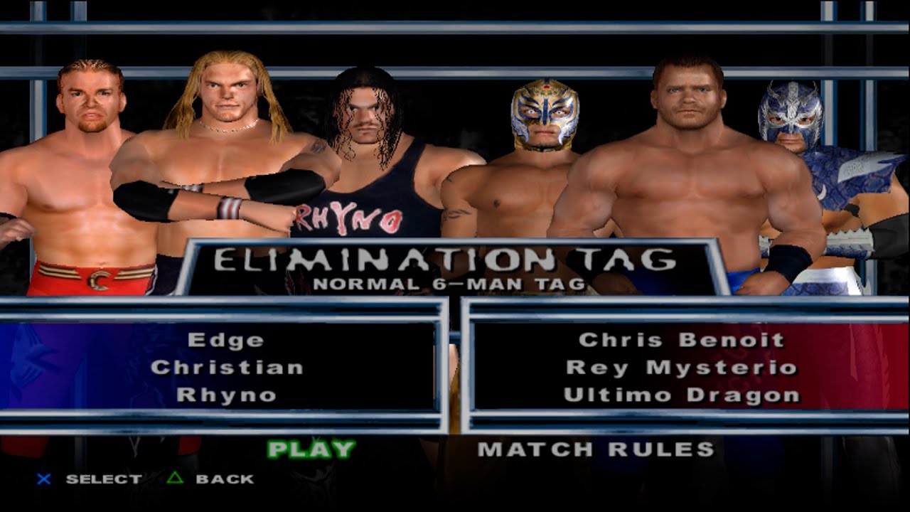 WWE SmackDown! HCTP - Edge,Christian,Rhyno VS ChrisBenoit,ReyMysterio,UltimoDragon (ELIMINATION TAG)