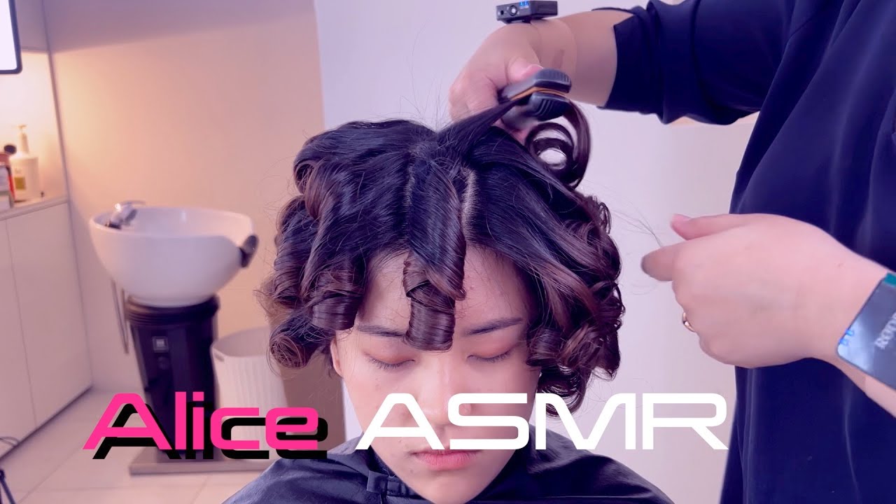 🌈ASMR 미용실 Real hairshop Haircut Women's short hair perm 사이드뱅❌ 머리카락 싹둑 가위소리 세팅펌 열펌 발롱펌 글램펌