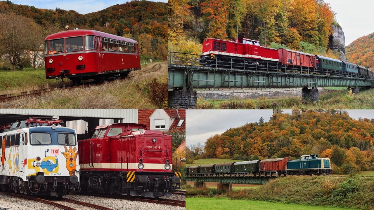 Sonderfahrten mit VT 95, V100 und mehr im herbstlichen Wiesenttal anlässlich der Spur1-Tage