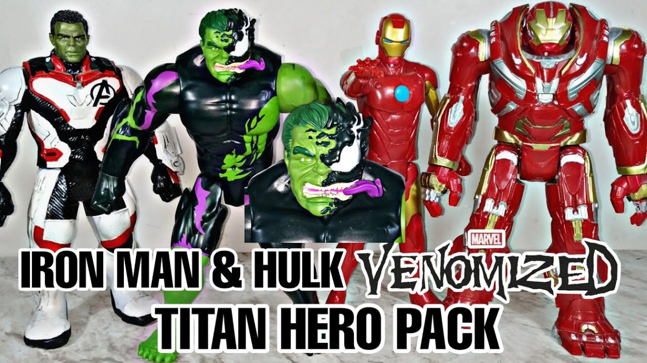 IRON MAN & HULK VENOMIZED /  TITAN HERO SERIES UNBOXING REVIEW /HULK VENOMIZADO STREET PLAY
