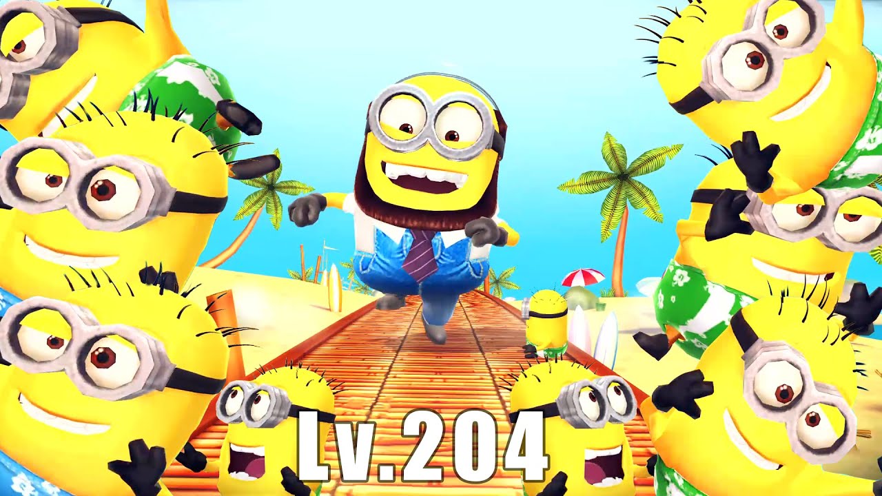 Minions PC Game Minion rush Grandpa minion Slide under obstacles 40 times at Minion beach Lv.204