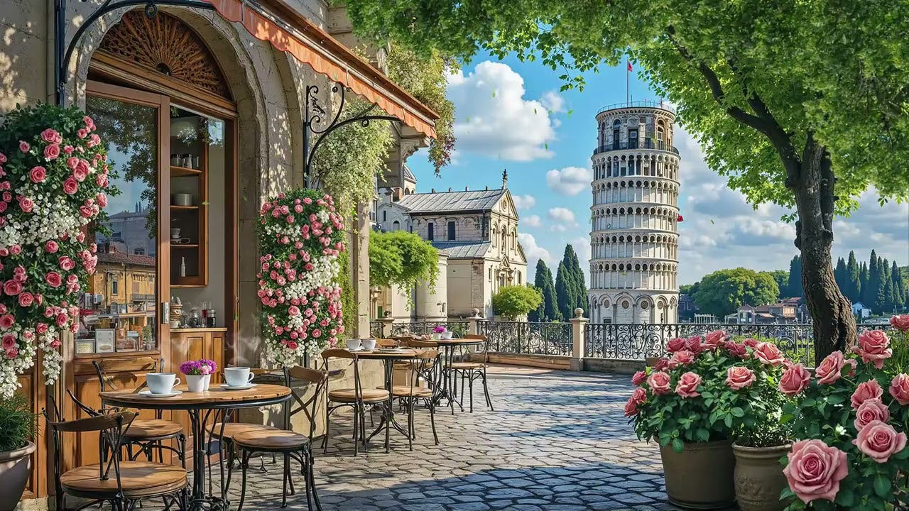 Spring Coffee Jazz in Pisa, Italy ☕ Smooth Caf&eacute; Ambience by the Leaning Tower