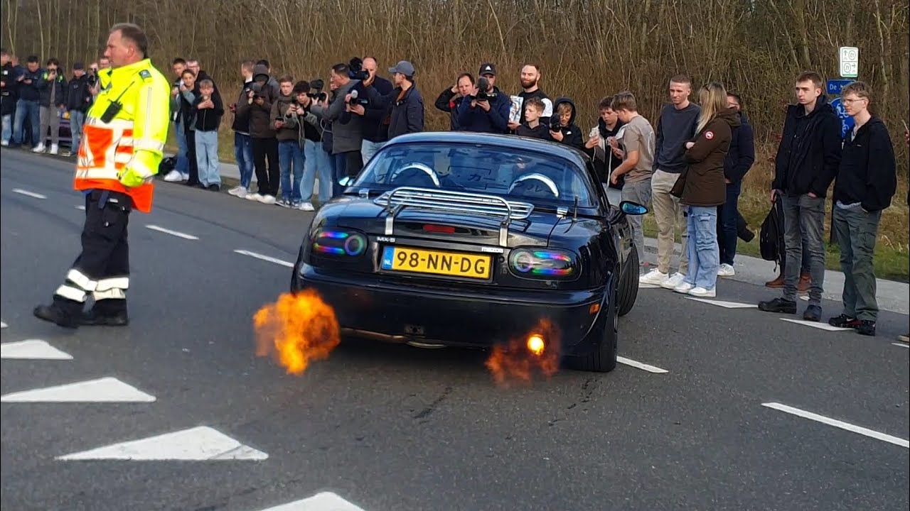 Cars Leaving Car Meet AutoMadness 2025 Burnouts Flames And more #chaos